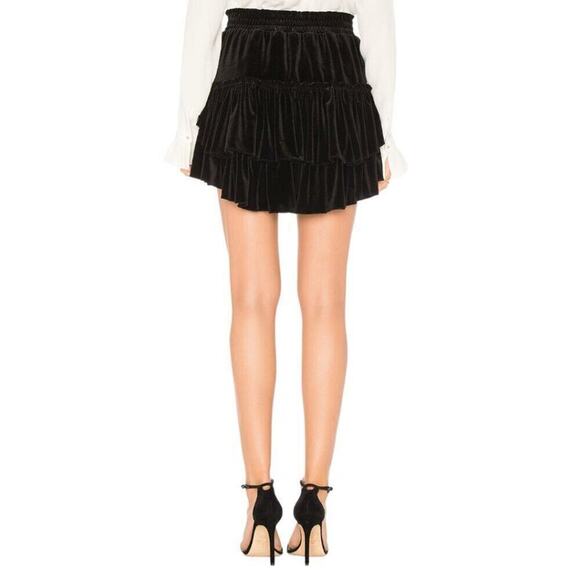 MISA Los Angeles Luiza Tiered Velvet Mini Skirt Jet Black Size XS NWT - Picture 4 of 15